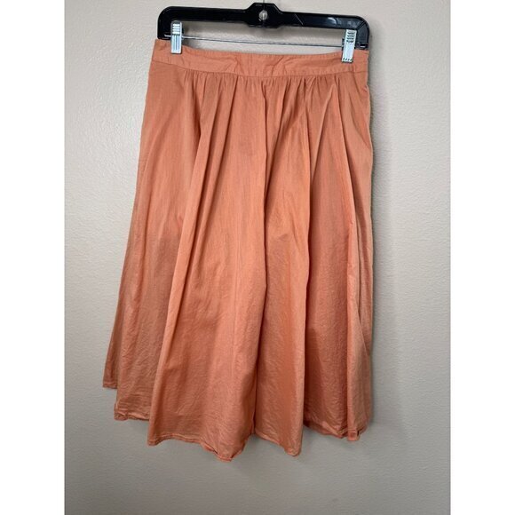 Love‎ 21  Women's Coral Peach Skirt Size M midi skirt cotton pleated zipper - Picture 2 of 7